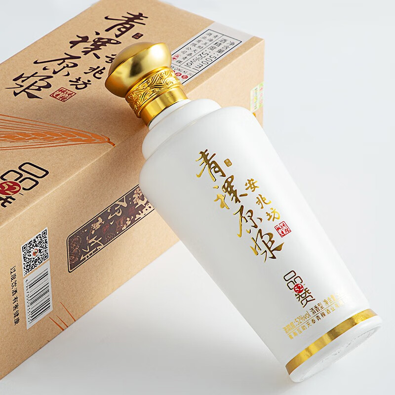 安兆坊互助青稞酒清香型白酒青稞原浆酒固态纯粮酒品赞 52度 500mL 6瓶 --整箱商务款
