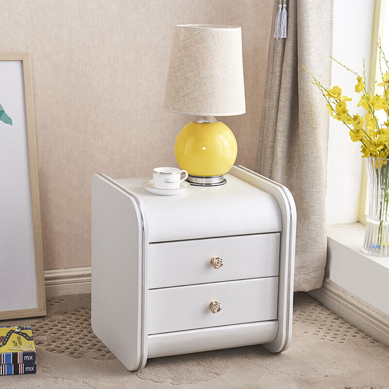 爱峰  软包皮质床头柜经济轻奢卧室收纳简约现代储物整体免安装床 银