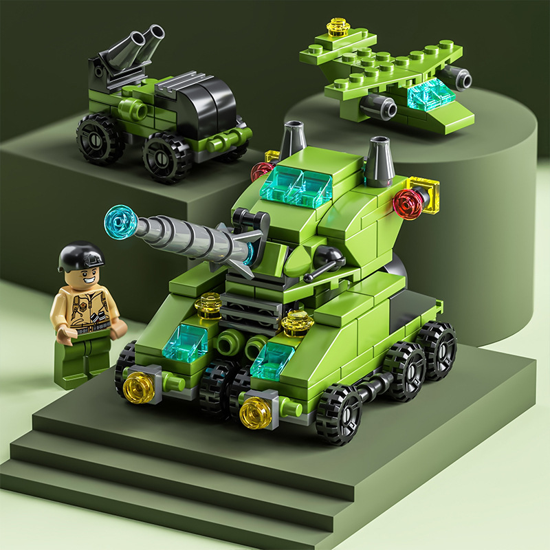 衍简 Yanjian 军事坦克积木小颗粒男女孩拼装玩具启蒙生日礼物 军事坦克【8612-5】