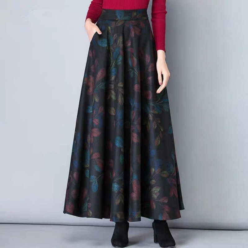 格子半身裙子新款2021年高腰大码毛呢复古a字大摆半身长裙女春秋
