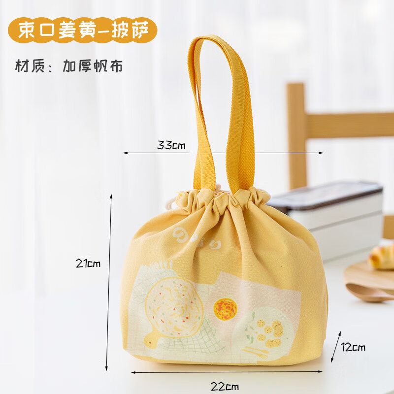 骄鹿日系文艺加厚便当袋饭盒袋手提包饭袋大容量帆布包简约布袋森 ?