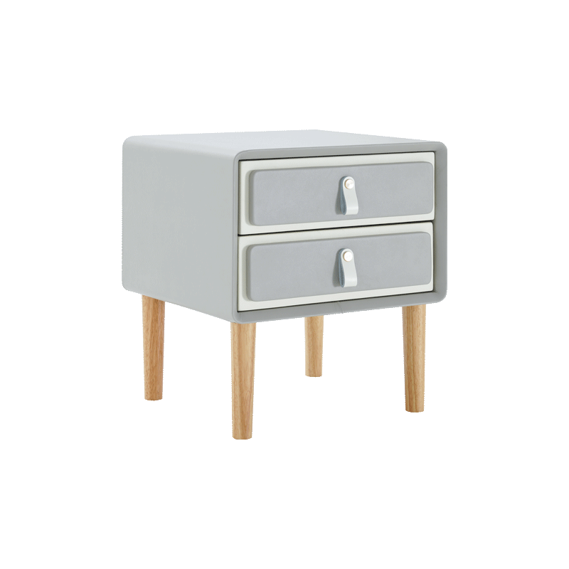 喜临门柜子 双抽收纳撞色设计稳固结实床头柜小柜子 卡通储物柜 方圆 暮云灰 窄款25*40*50cm