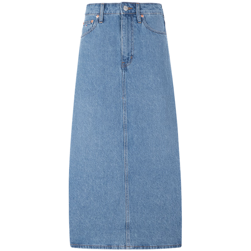 TOMMY JEANS【高腰長裙】春夏女裝純棉美式潮流復(fù)古開叉牛仔半身裙19233 牛仔藍1AB L 28