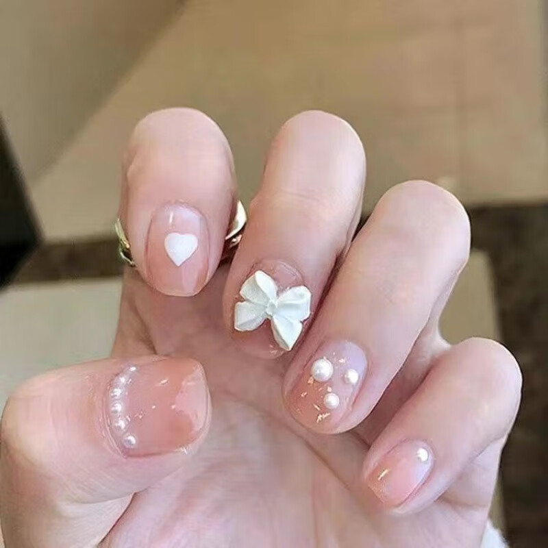 萌嘟拉儿童假指甲贴片成品可摘戴短款长款拆卸穿戴式持久反复使用定制