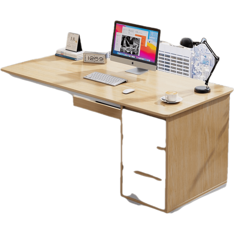 米昊 电脑桌台式桌家用书桌书架一体桌办公卧室学生写字桌简约租房桌子培训桌子 田园橡木色100*48*77cm