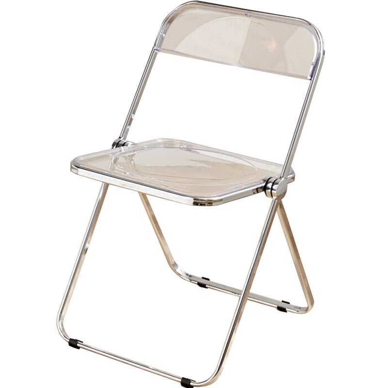非洲鹰透明折叠椅家用靠背餐椅北欧塑料椅子亚克力化妆椅办公椅会议椅可折叠水晶椅网红椅子拍照休闲椅 茶黄色-透明椅【升级PC材质】1把