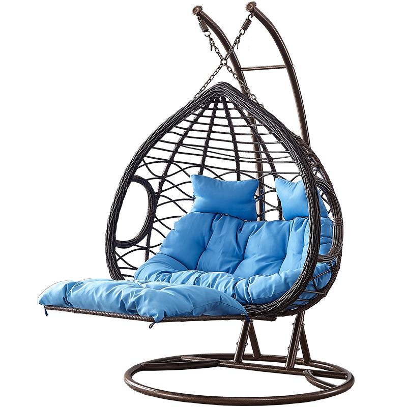 小匠圈 躺椅藤椅吊椅休闲椅吊篮吊椅室内秋千户外阳台懒人椅吊兰 摇椅吊蓝掉椅 摇篮 粗藤双杆双人银灰色加脚踏(扶手扭花)(可躺可坐)