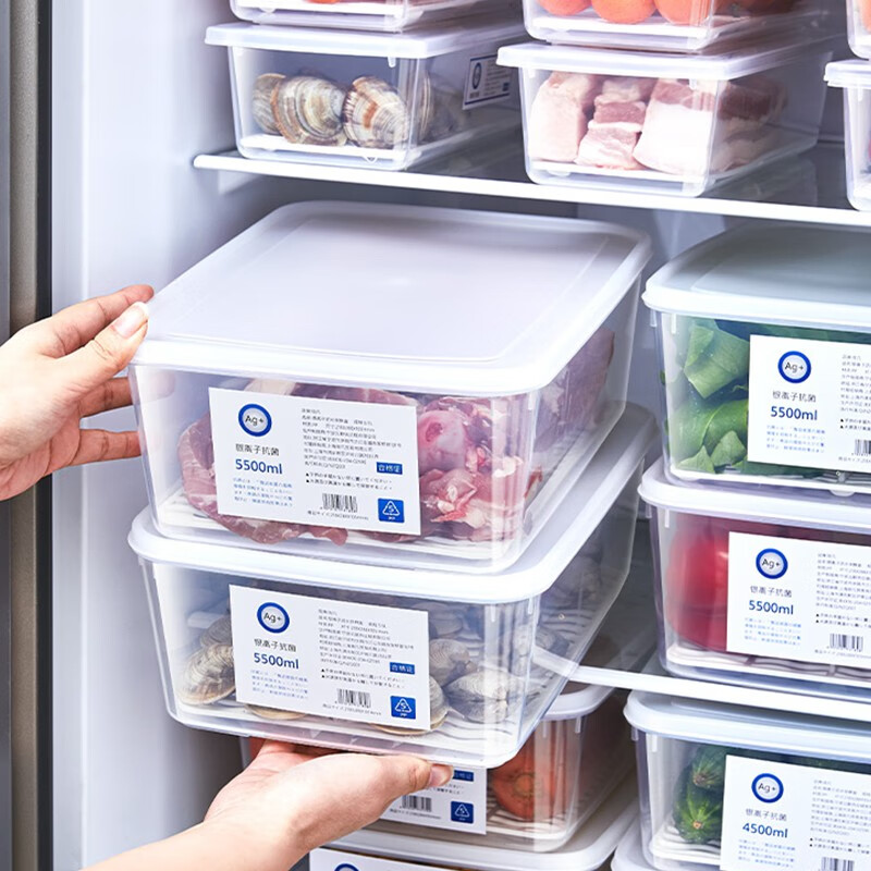 家の物语（KATEI STORY）日本冰箱抗菌保鲜盒冷藏冷冻肉类食品级专用双开门厨房冰箱收纳盒 抗菌款【12件套双开门冰箱推荐】