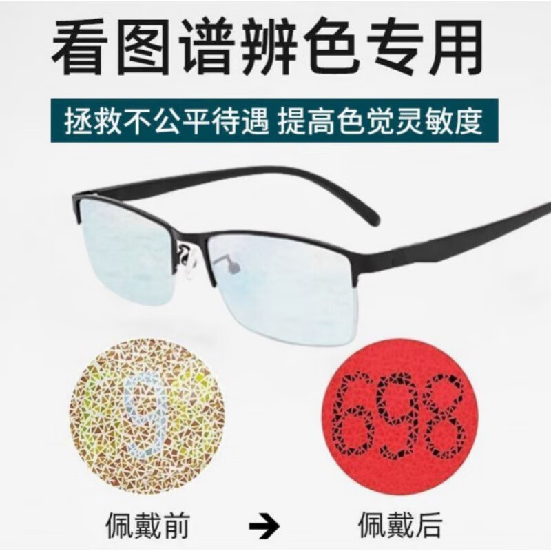 色盲色弱矫正眼镜色盲眼镜色盲色弱专用眼镜色盲色弱眼镜色盲色红 [半