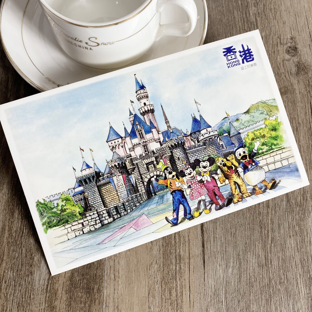 香港澳门台湾卡片美景著名景点卡片繁体介绍 手绘香港明信片 10张
