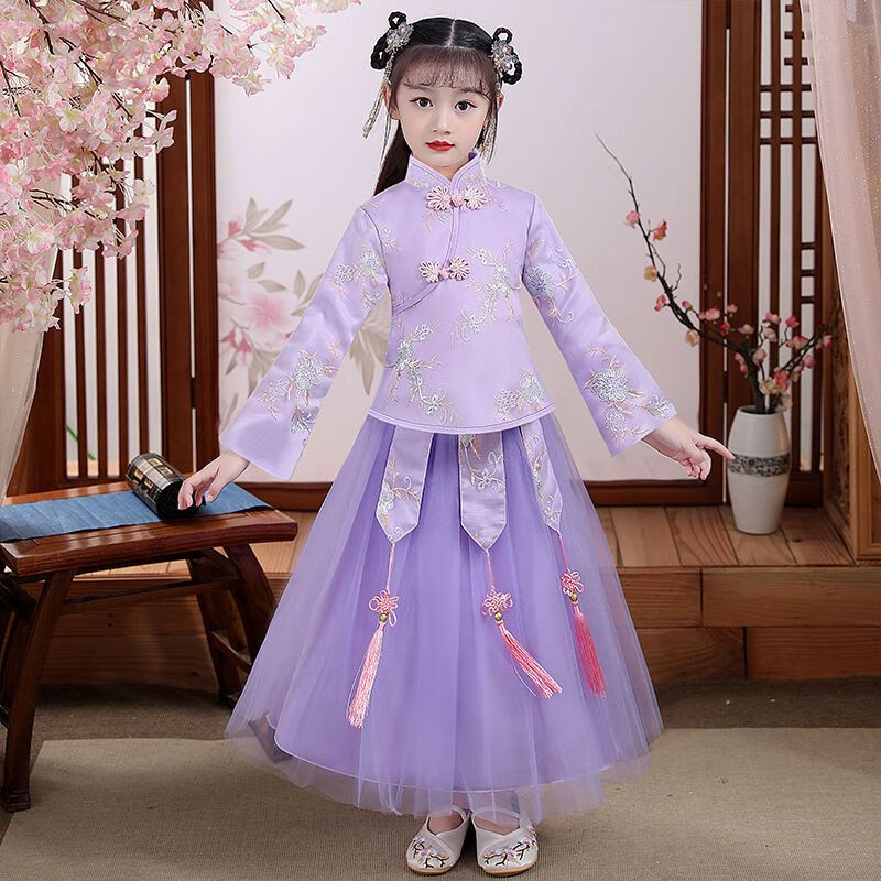 恳虎儿童汉服女童拜年服秋冬中国风冬季男孩古装新年宝宝唐装连衣裙女 唐装春款-紫色 160使用感如何?