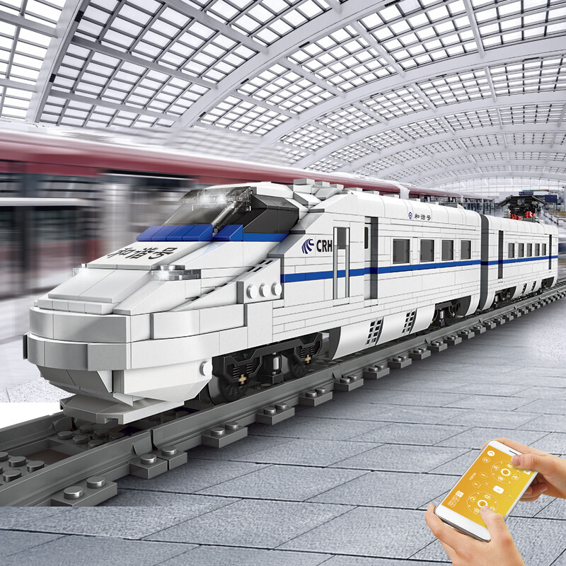 城市电动轨道火车高铁系列抖音同款 和谐号crh2a型电力动车组12002