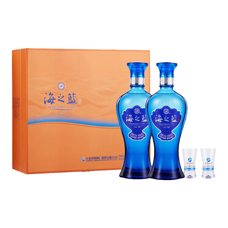 洋河 海之藍 濃香型白酒 52度 480mL 2瓶 禮盒