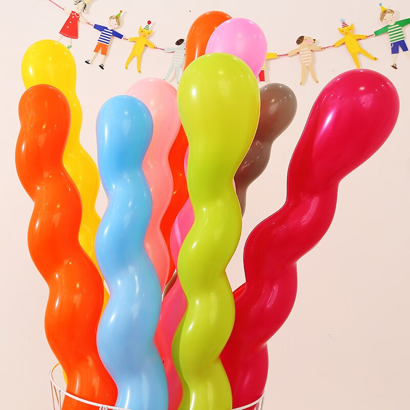 孩派（HihgParty）长条气球儿童生日装饰派对魔法卡通编造型礼品360螺旋长条气球 螺旋长条气球混色（20个）