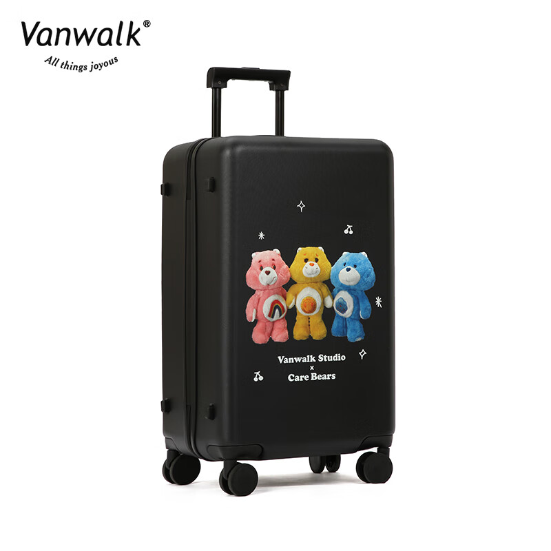 vanwalkCareBears聯(lián)名 愛(ài)心小熊行李箱22寸/26寸旅行登機(jī)拉杠箱 經(jīng)典黑22寸 拉鏈 22英寸