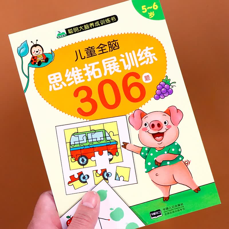 最强大脑逻辑思维训练全4册 2-3-4-5-6岁幼儿左右脑开发智力早教启蒙书籍 专注力观察力益智游戏 【5-6岁】思维拓展训练306题