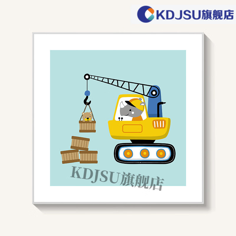 吊车 40x40厘米  白色框(3厘米厚) 烤瓷画