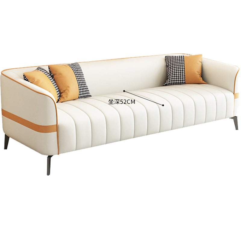 密林 2022新款北欧科技布布艺沙发小户型简约现代双三人位出租房小沙发 橙色拼米白色 单人
