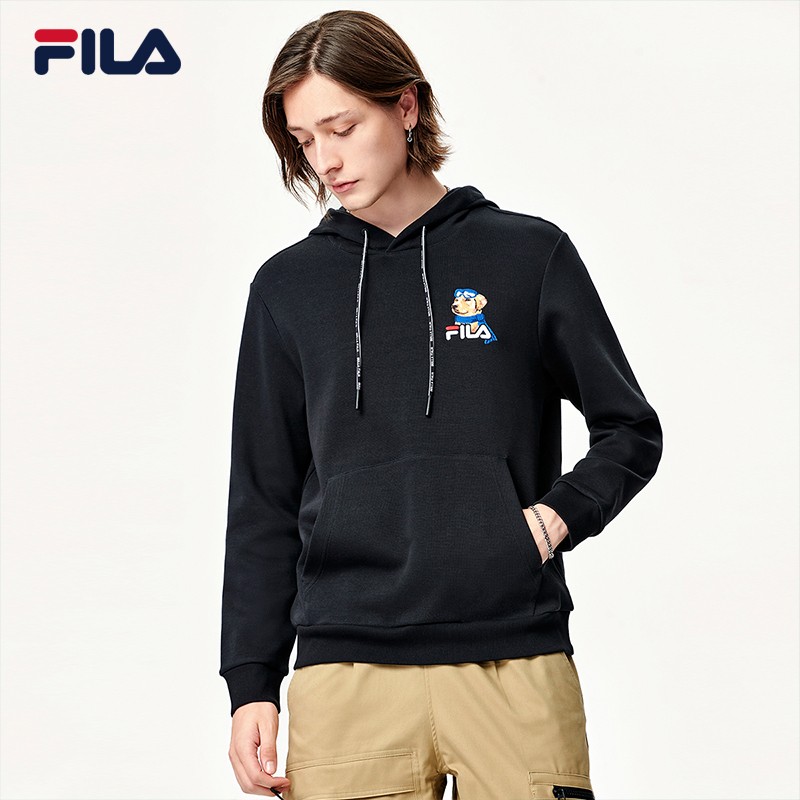 fila 斐乐男装官方男子运动连帽卫衣 2021年秋季新款基础套头衫上衣