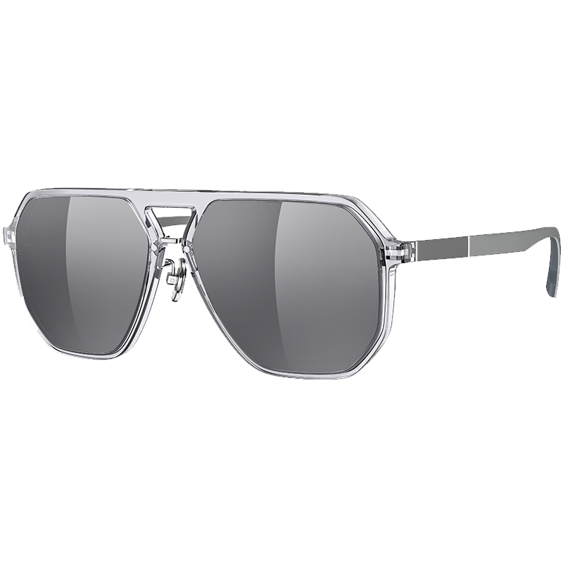 墨镜男明星同款偏光太阳镜76005 W1P-透明灰框灰色镜面
