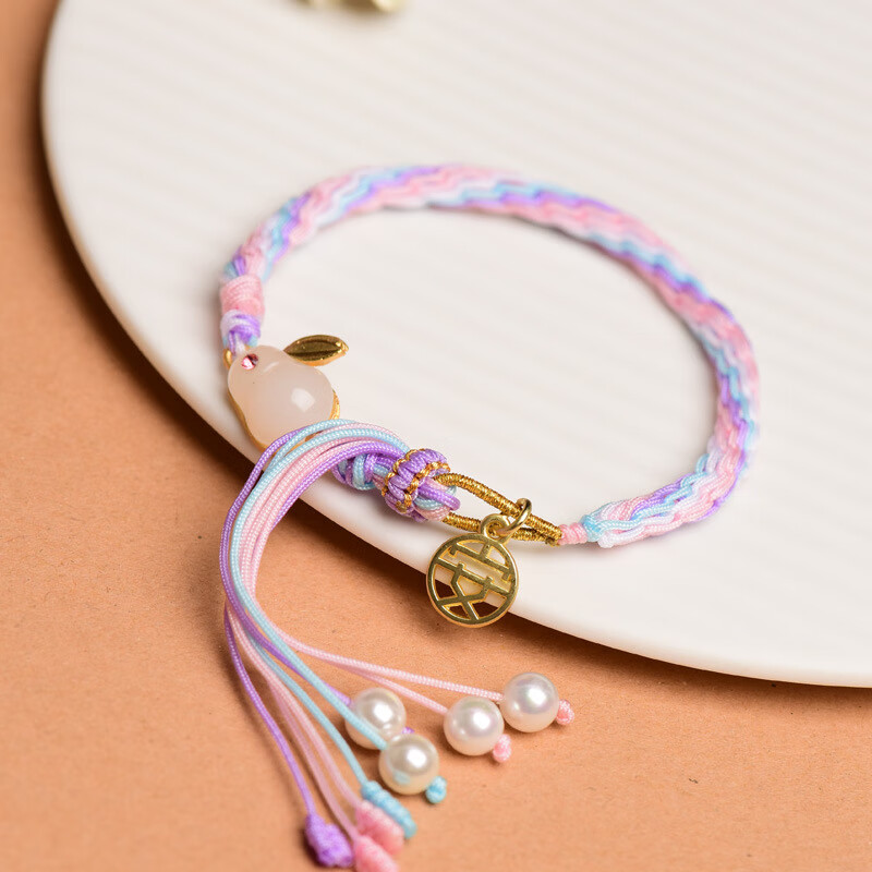 玉兔手链女手工编织手绳送闺蜜情侣小清新手链 轮回结款