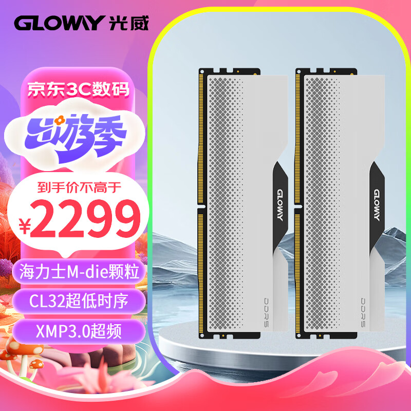 GLOWAY 光威 龙武系列 DDR5 6400MHz 台式机内存 马甲条 白色 96GB 48GBx2 海力士M-die颗粒