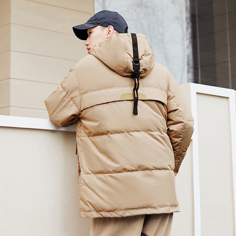 雪中飞【清仓】秋冬新款大口袋运动中长款男士羽绒服防风保暖时尚男外套 7101卡其色 M 170/88A