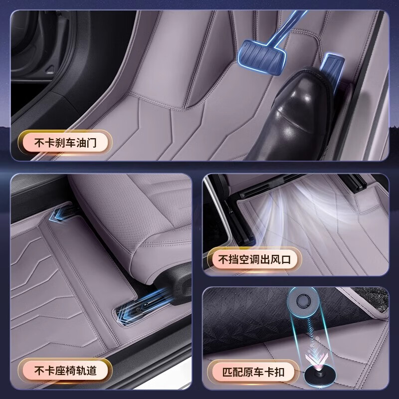 宰搂蔚来乐道l60脚垫全包围2024款原厂地毯专用后备箱垫汽车用 乐道L60【丁香紫】单层游艇皮脚垫 【2024款】乐道L60