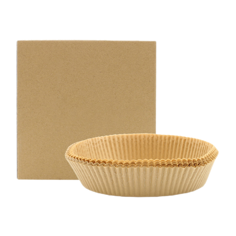 空气炸锅纸圆形纸盘吸油纸硅油纸空气炸锅专用纸烧烤烤箱烘焙纸硅油纸 炸锅专用纸盘【50个原木色】店长推荐