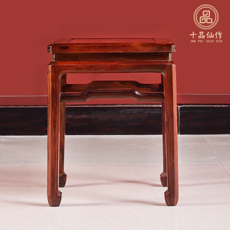 十品仙作王世襄款束腰方凳换鞋凳实木高脚凳老挝大红酸枝明式杌凳