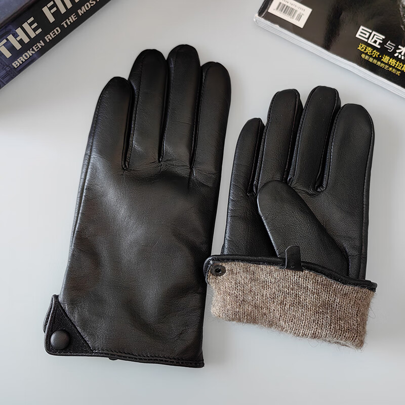 fengedun头层单皮手套男真皮胎羊皮加绒加厚款单层小羊皮山羊皮触屏
