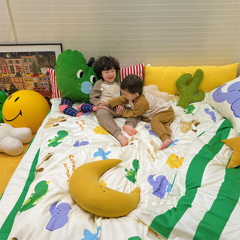 多喜爱家纺四件套全棉卡通四件套儿童纯棉三件套床单被套 彩色幼稚园 1.2米床 床单款 (被套152*218cm)