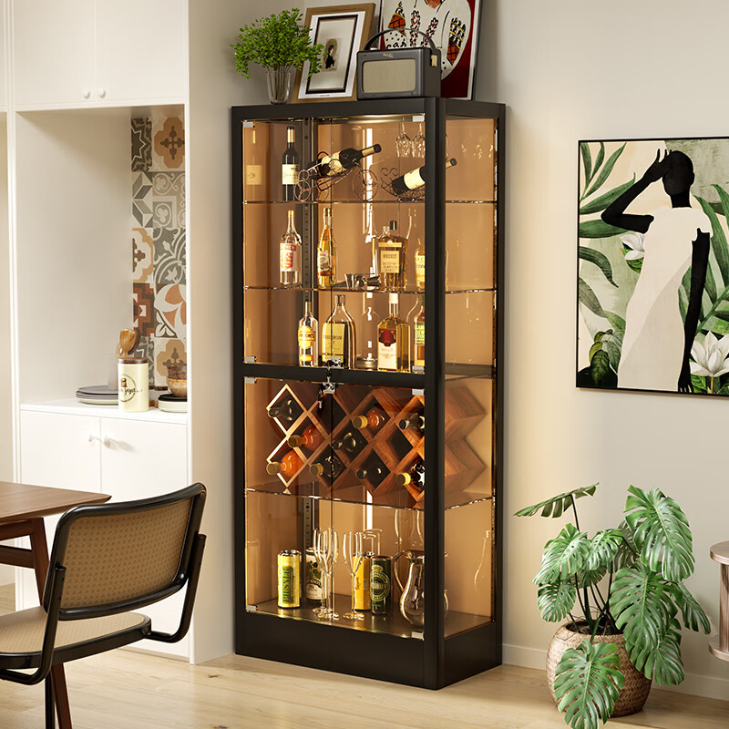 莫贤客厅酒柜储物柜一体靠墙酒柜展示柜客厅小酒柜玻璃门酒架家用靠墙
