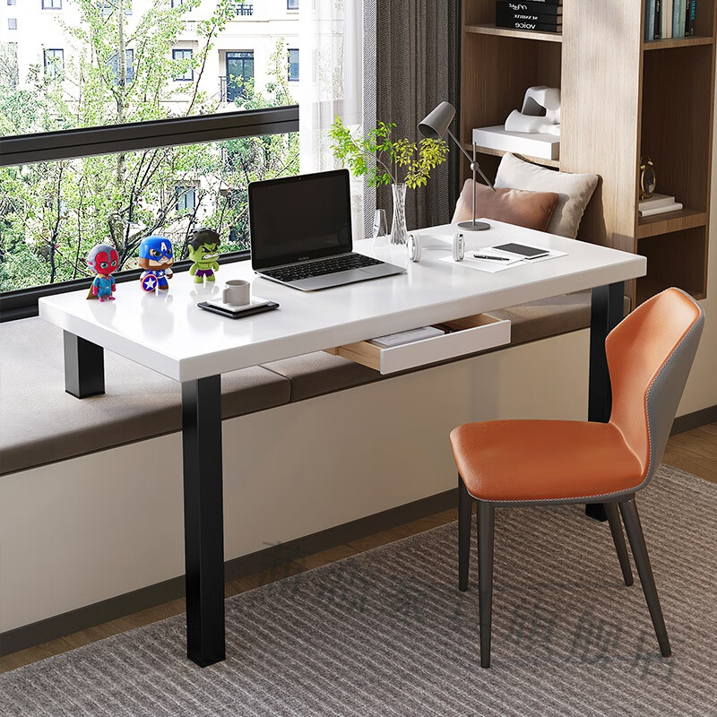 蒲恋 阳台书桌飘窗书桌一半白色木卧室阳台高低长短腿小桌子写字台式