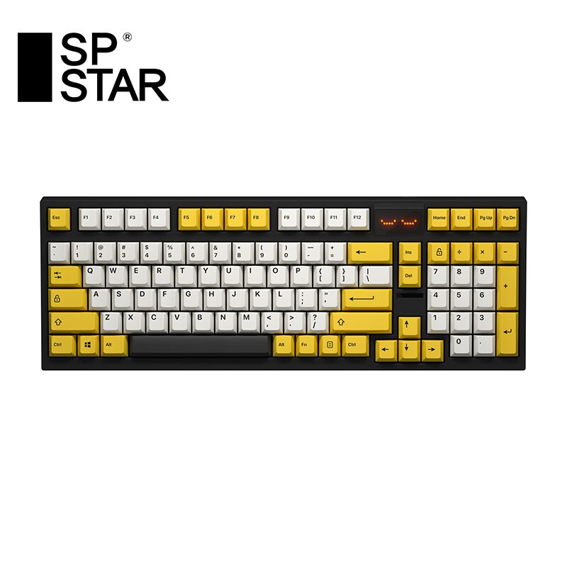 101键机械键盘 个性带led趣味小屏幕游戏 办公键盘 mk101 黑黄  白轴