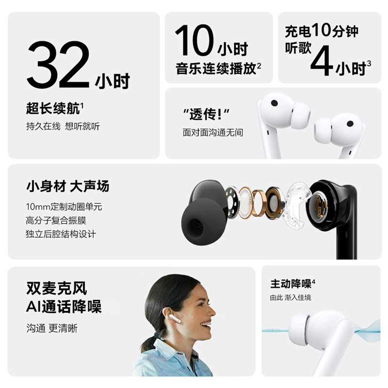 荣耀（HONOR） Earbuds 2 SE蓝牙耳机原装入耳式无线降噪Magic3Pro手机通用华为 荣耀Earbuds 2SE 冰岛白【晒单有礼】