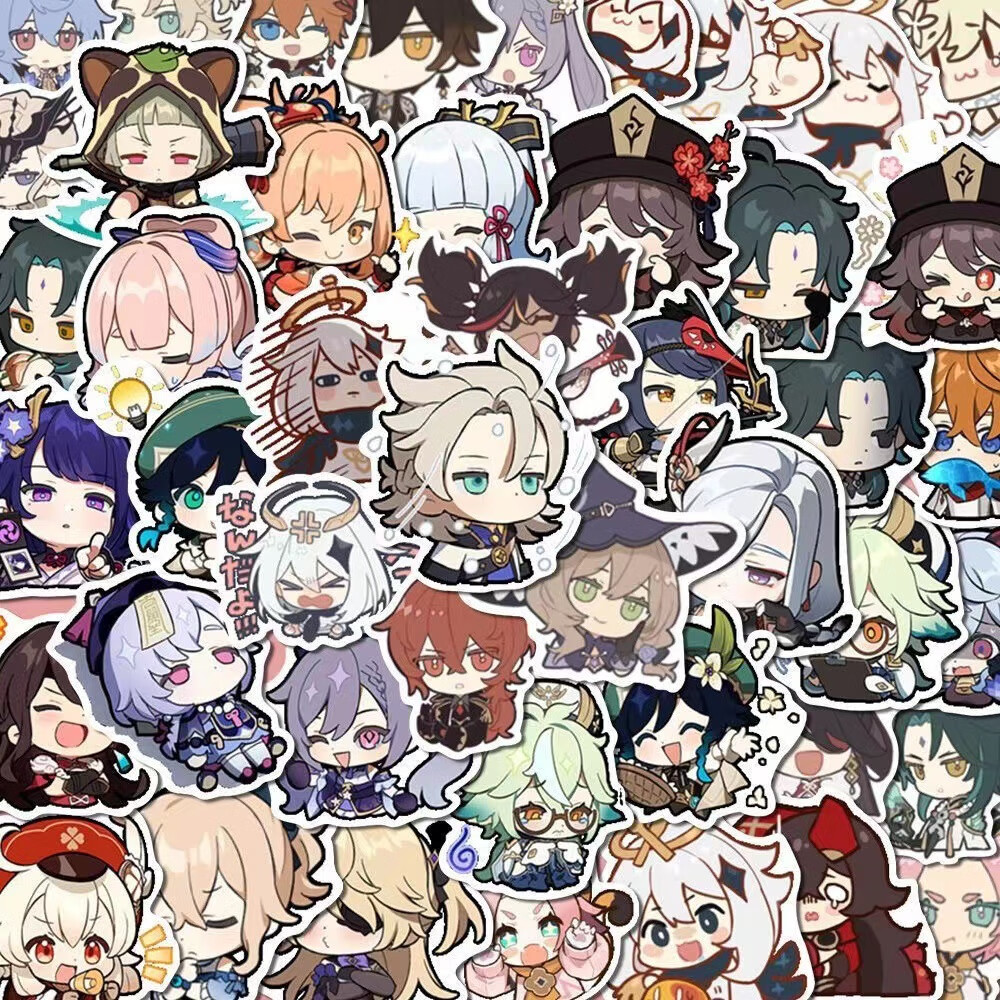 表情包周边二次元动漫卡通手账可莉温迪万叶胡 q版原神a b款【100张】