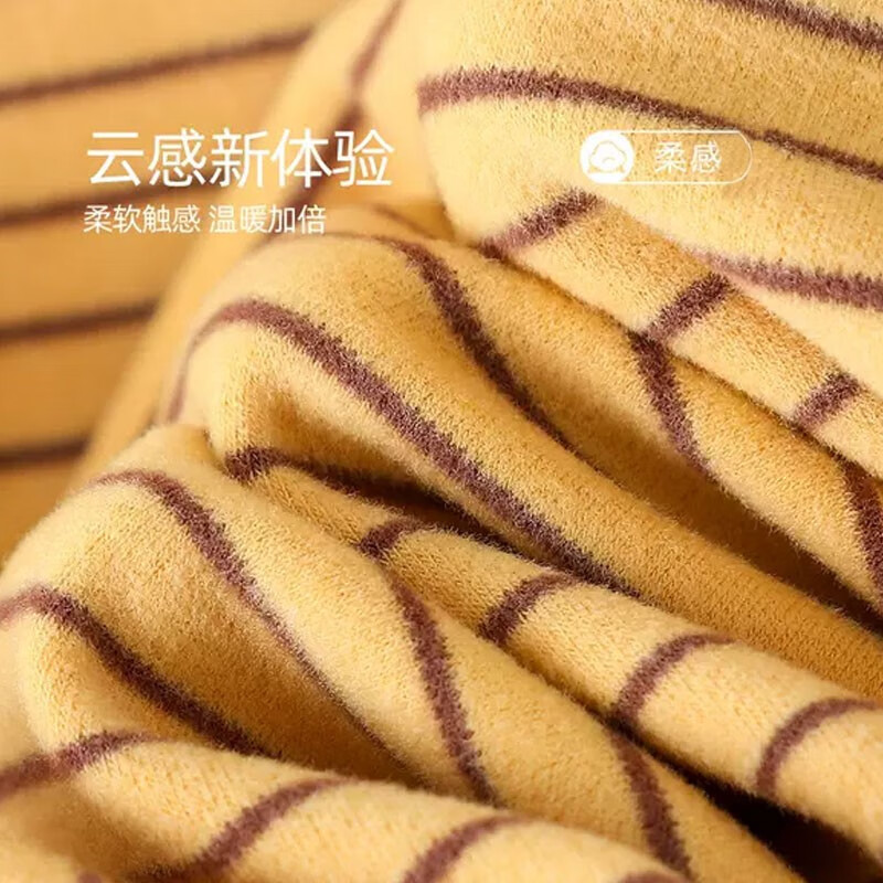 子牧棉麻秋冬装 女韩版德绒条纹打底衫加厚双面磨毛保暖长袖上衣8863 樱花粉半高领条纹款德绒 加厚 2XL (建议140-155斤)