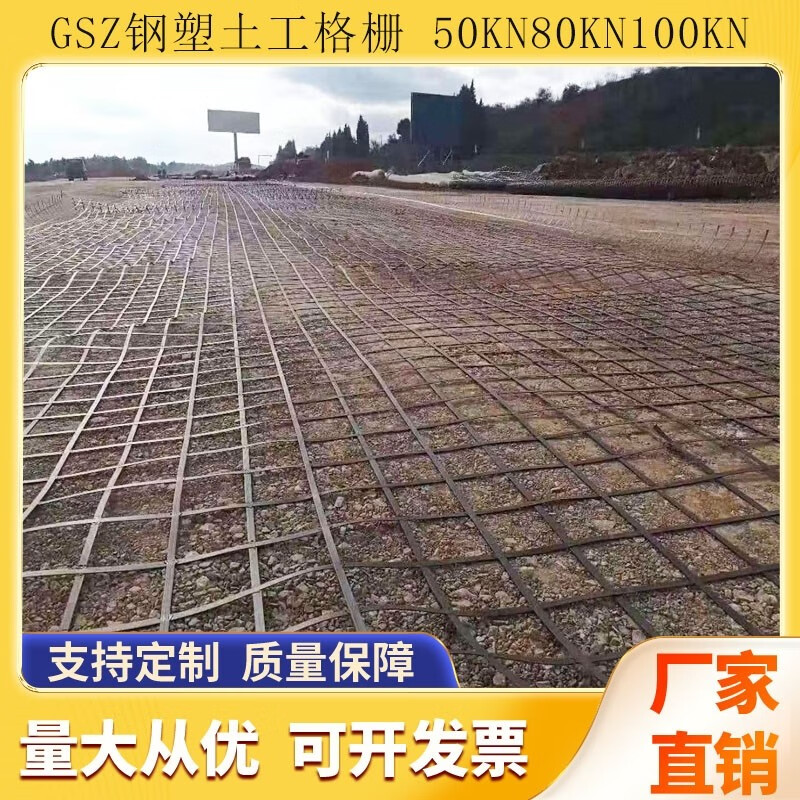 gsz双向复合钢塑土工格栅公路钢丝格栅路基加固筋挡土墙钢塑格栅 黑色