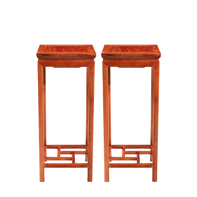 广典红木家具缅甸花梨(学名:大果紫檀)仿古典实木花盆景架 边几落地花架 一方花几 一方花几一个