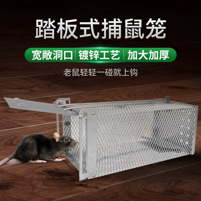 欣正老鼠笼子捕鼠神器室内踏板式捉耗子笼灭鼠克星 大号单门老鼠笼1个