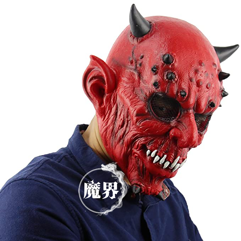 2022新款万圣节面具僵尸 恐怖骷髅恶魔鬼脸僵尸面具脸吓人头套乳胶cos