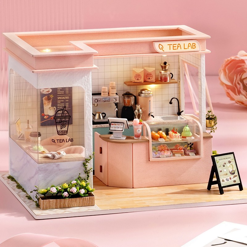 我の屋diy小屋奶茶店铺轻食馆手工房子制作拼装玩具模型智趣屋送男女