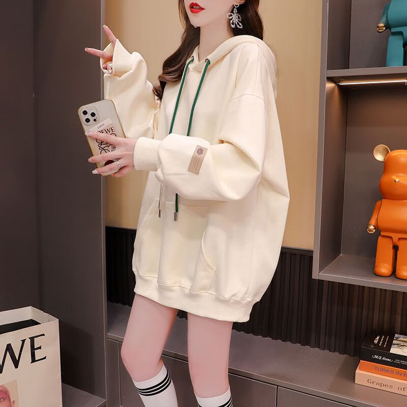 啾叮冬天穿的卫衣初中生高中生少女加绒加厚连帽卫衣女秋冬2023新款宽