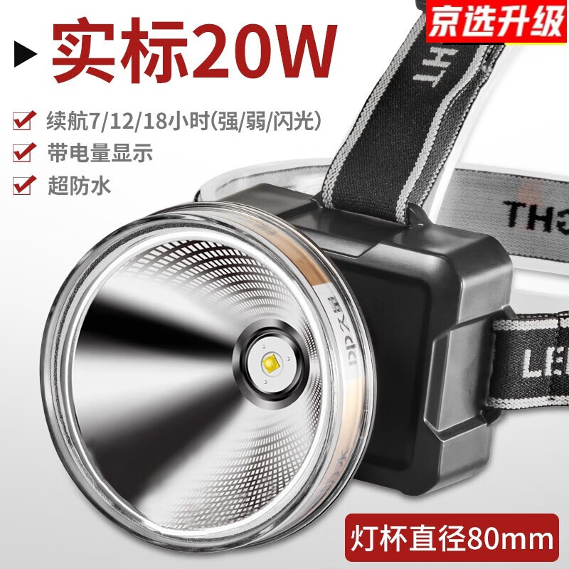 【京品优选】久l量头灯7231大功率强光充电超亮户外钓鱼专用头戴式