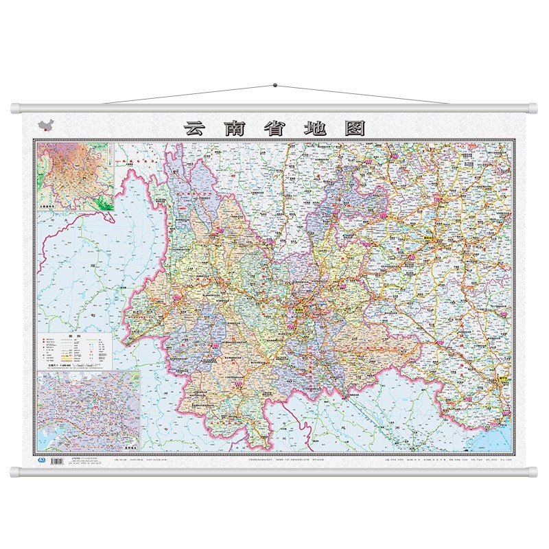2023年 云南省地图 1.1米*0.8米 高清覆膜防水 行政区划交通图 家庭办公装饰学习附地形图