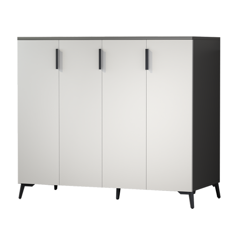 普派家用鞋柜门口北欧轻奢大容量现代柜子多功能省空间玄关鞋柜子 四门铁灰色加浅灰色120cm