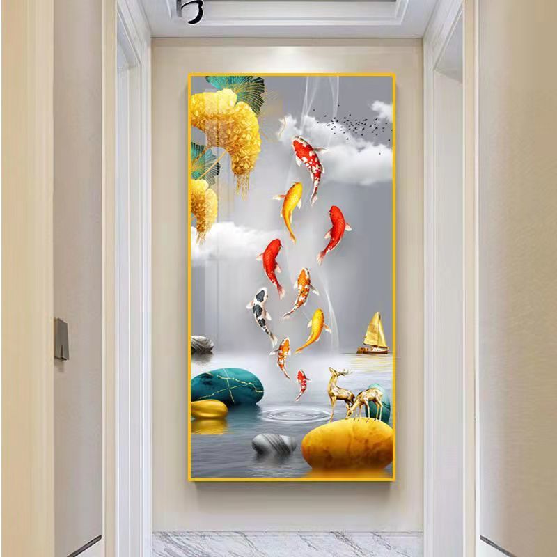 入户玄关装饰画走廊过道墙壁画竖版现代简约北欧客厅玄幻晶瓷挂画 m款