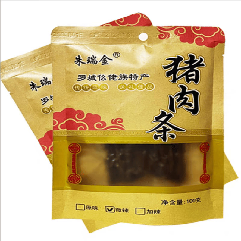 朱瑞金品牌猪肉条土特产罗城仫佬族手工炭烤微辣口味(5包)休闲零食