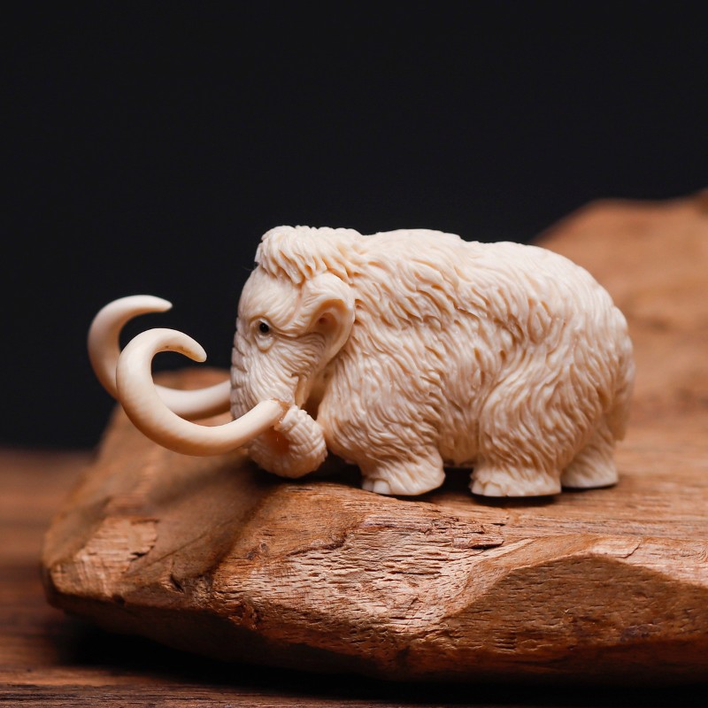 金石通 猛犸象牙招财大象吉象摆件饰品 牙雕萌物收藏工艺品送礼 (猛犸